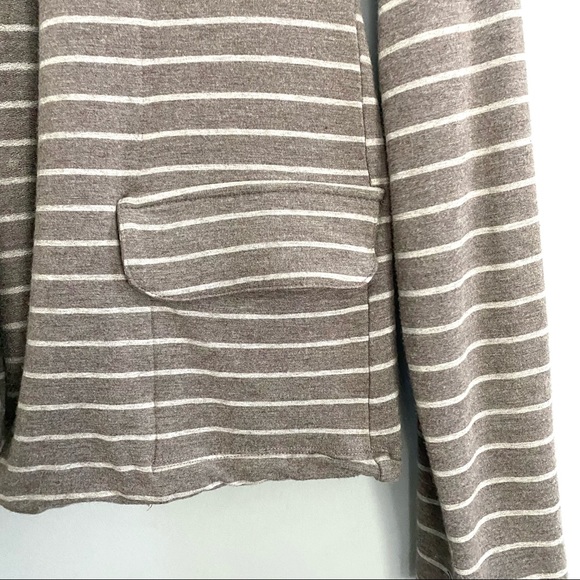 Anthropologie Taupe Cream Knit Striped Blazer Jacket Dolan Left Coast Sz M - Picture 9 of 13